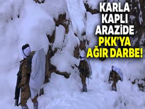 Karla kaplı arazide PKK'ya ağır darbe