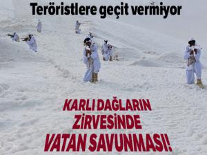 Karlı dağların zirvesinde vatan savunması!