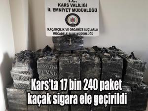 Kars'ta 17 bin 240 paket kaçak sigara ele geçirildi