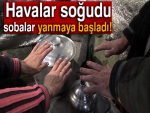 Kars'ta havalar soğudu, sobalar yanmaya başladı