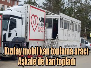 Kızılay mobil kan toplama aracı Aşkale'de kan topladı