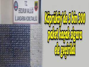 Köprüköy'de 5 bin 300 paket kaçak sigara ele geçirildi