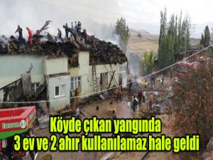 Köyde çıkan yangında 3 ev ve 2 ahır kullanılamaz hale geldi