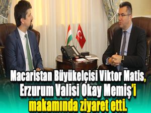 Macaristan Büyükelçisi Viktor Matis, Erzurum Valisi Okay Memişi makamında ziyaret etti.