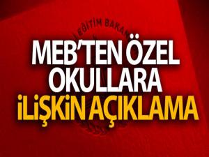 MEB'ten özel okullara ilişkin açıklama