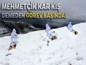 Mehmetçik kar kış demeden görev başında