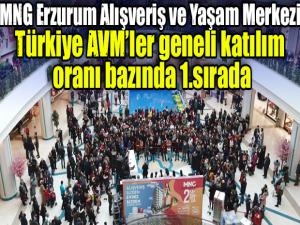 MNG Erzurum Alışveriş ve Yaşam Merkezi Türkiye AVMler geneli katılım oranı bazında 1.sırada
