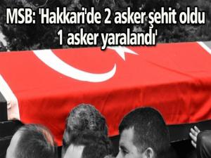 MSB: 'Hakkari'de 2 asker şehit oldu 1 asker yaralandı'