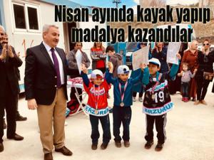 Nisan ayında kayak yapıp madalya kazandılar