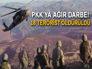 PKK'ya ağır darbe! 18 terörist öldürüldü