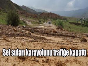 Sel suları karayolunu trafiğe kapattı