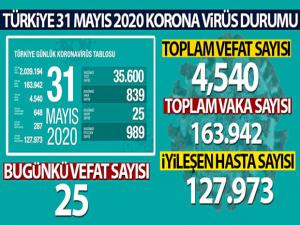 Son 24 saatte korona virüsten 25 kişi hayatını kaybetti