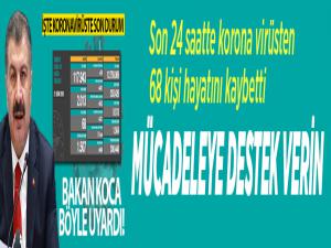 Son 24 saatte korona virüsten 68 kişi hayatını kaybetti