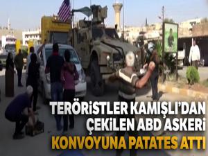 Teröristler Kamışlı'dan çekilen ABD askeri konvoyuna patates attı