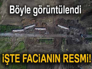 Tren faciası sonrası oluşan enkaz, havadan görüntülendi