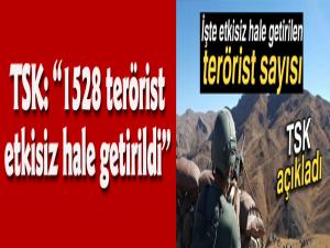TSK: '1528 terörist etkisiz hale getirildi'