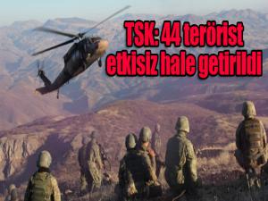 TSK: 44 terörist etkisiz hale getirildi