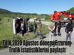 TÜİK 2020 Ağustos dönemi Erzurum Trafik istatistiklerini paylaştı