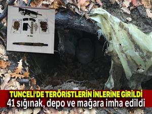 Tunceli'de teröristlerin inlerine girildi, 41 sığınak, depo ve mağara imha edildi