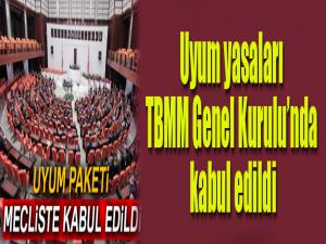 Uyum Yasaları TBMM Genel Kurulu'nda kabul edildi