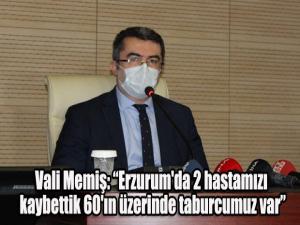Vali Memiş: Erzurum'da 2 hastamızı kaybettik 60'ın üzerinde taburcumuz var