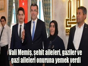 Vali Memiş, şehit aileleri, gaziler ve gazi aileleri onuruna yemek verdi