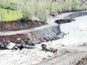 Oltu Çayı köprüleri yıktı