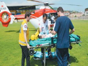 Ambulans helikopter Ulaş'ın imdadına yetişti