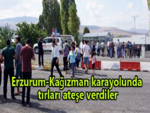 PKK'lılar 3 TIR'ı ateşe verdi: 1 yaralı