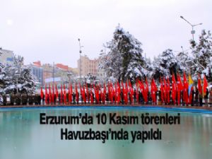 ERZURUM'DA 10 KASIM TÖRENLERİ KAR YAĞIŞI ALTINDA YAPILDI