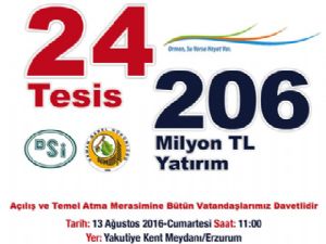 Erzurum'a 206 Milyon TL'lik 24 tesis