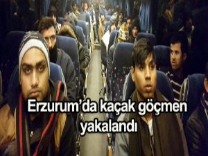 Erzurum'da bir otobüs dolusu kaçak göçmen yakalandı