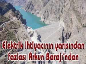Elektrik ihtiyacının yarısından fazlası Arkun Barajı'ndan 