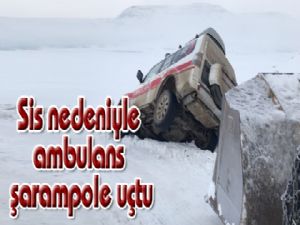 Sis nedeniyle ambulans şarampole uçtu