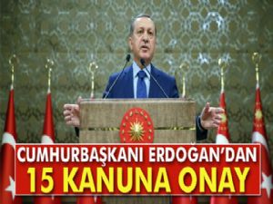 Cumhurbaşkanı Erdoğan'dan 15 kanuna onay