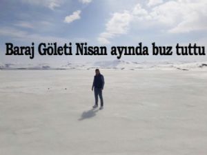 Baraj göleti nisan ayında buz tuttu