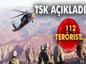 Türk Silahlı Kuvvetleri 112 teröristin etkisiz hale getirildiğini açıkladı
