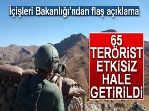 İçişleri Bakanlığı: '65 terörist etkisiz hale getirildi'