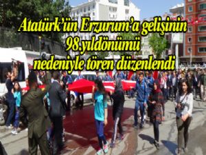 Atatürk'ün Erzurum'a gelişinin 98. yıl dönümü nedeniyle tören düzenlendi