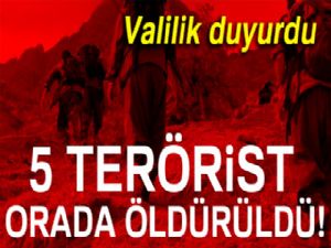 Kağızman'da 5 terörist öldürüldü