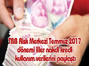 TBB Risk Merkezi Temmuz 2017 dönemi iller nakdi kredi kullanım verilerini paylaştı