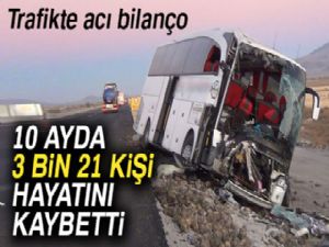 Trafikte acı bilanço: 10 ayda 3 bin 21 kişi kazalarda hayatını kaybetti