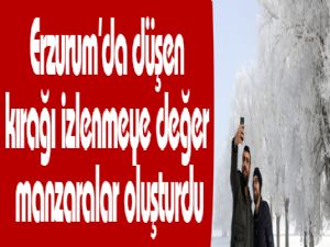 Erzurum'da düşen kırağı izlenmeye değer manzaralar oluşturdu