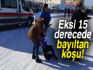 Kars'ta eksi 15 derecede bayıltan koşu