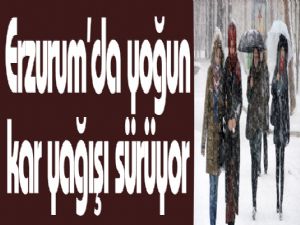 Erzurum'da yoğun kar yağışı sürüyor