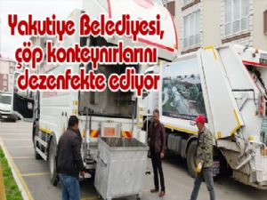 Yakutiye Belediyesi, çöp konteynırlarını dezenfekte ediyor