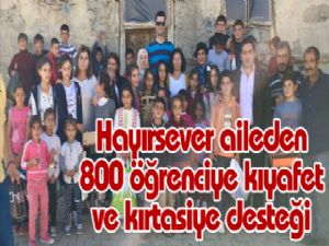 Hayırsever aileden 800 öğrenciye kıyafet ve kırtasiye desteği 