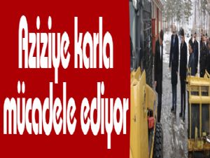 Aziziye karla mücadele ediyor