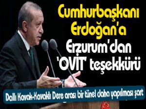 Cumhurbaşkanı Erdoğan'a Erzurum'dan 'OVİT' teşekkürü