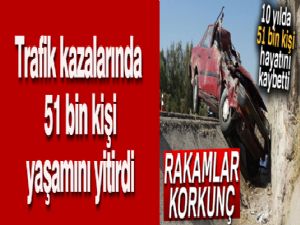 Trafik kazalarında 10 yılda 51 bin kişi yaşamını yitirdi